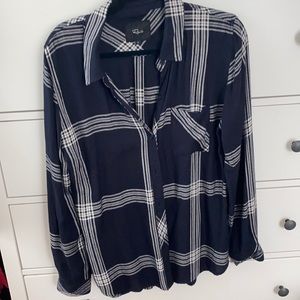 Rails blue and white plaid flannel- size medium